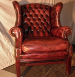 Georgian Chesterfield Style Leather Wing Back \Porter's Armchair