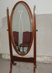 Edwardian Inlaid Mahogany Cheval Mirror