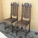 Victorian Oak Jacobean Style Hall Chairs – Carved Barley Twist