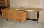 Sycamore & Walnut Desk with Integral Sideboard Cabinet
