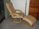 Leather Stressless Swivel Recliner with Ottoman