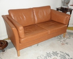 1980s Mogens Hansen Tan Leather 2-seater Sofa