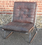 1970s Chrome & Patchwork Leather Easy Chairs