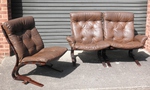 Elsa & Nordahl Solheim – 1960s High back Leather Sofa / Chair Set 