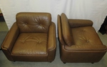 Pair of Vatne Møbler / Sigurd Resell Brown Leather Armchairs