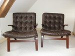 Pair - Farstrup / Westnofa - Ingmar Relling style leather armchairs