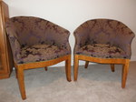 Art Deco Burr Walnut & Damask Tub Chairs