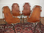 Set of 4 Tan Leather Dal Vera Les Arcs Chairs