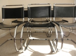 Black leather MR cantilever chairs Mies van der Ruhe