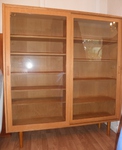 Danish Hundevad Light Oak Glazed Bookcase / Display Cabinet