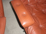 Pair of Swedish Tan Leather Loungers with Ottoman 