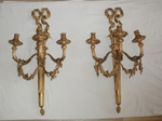 Pair 19th Century Large Gilt Bronze French Candle Sconces