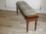 Late Victorian Mahogany Window Seat / Hall Bench with cushion