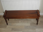 Late Victorian Mahogany Window Seat / Hall Bench with cushion
