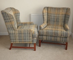 Pair of Geo lll Style Wingback Armchairs
