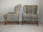 Pair of Geo lll Style Wingback Armchairs