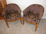 Art Deco Burr Walnut & Damask Tub Chairs