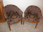 Art Deco Burr Walnut & Damask Tub Chairs