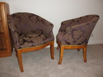 Art Deco Burr Walnut & Damask Tub Chairs