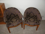 Art Deco Burr Walnut & Damask Tub Chairs