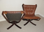 Pair of  Brown Leather Falcon Chairs