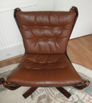 Pair of  Brown Leather Falcon Chairs