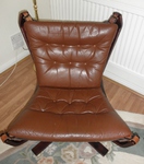 Pair of  Brown Leather Falcon Chairs