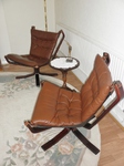  Pair of Brown Leather Falcon Chairs