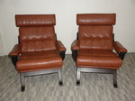 Pair of Ingmar Relling Design Leather Armchair