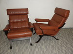 Pair of Ingmar Relling Design Leather Armchair