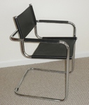 Black Leather & Chrome Cantilever Armchair