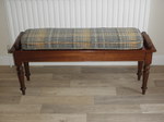 Late Victorian Mahogany Window Seat / Hall Bench with cushion