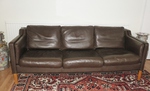 Danish Brown Leather Sofa by Skalma (Three-seater)