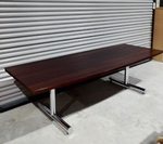 Pieff Rosewood Dining / Boardroom Table & 8 Black Leather High Back Chairs