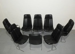 Pieff Rosewood Dining / Boardroom Table & 8 Black Leather High Back Chairs