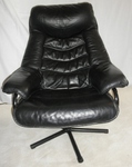 Skoghaug Black Leather Swivel Recliner