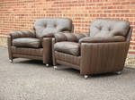 Pair of Art Deco Style - Ryesberg Mobler Leather Armchairs